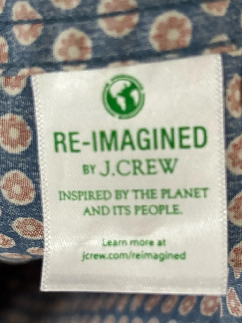 J. Crew Blue AOP Button Down Shirt Floral 100’s 2 Ply Organic Cotton Secret Wash